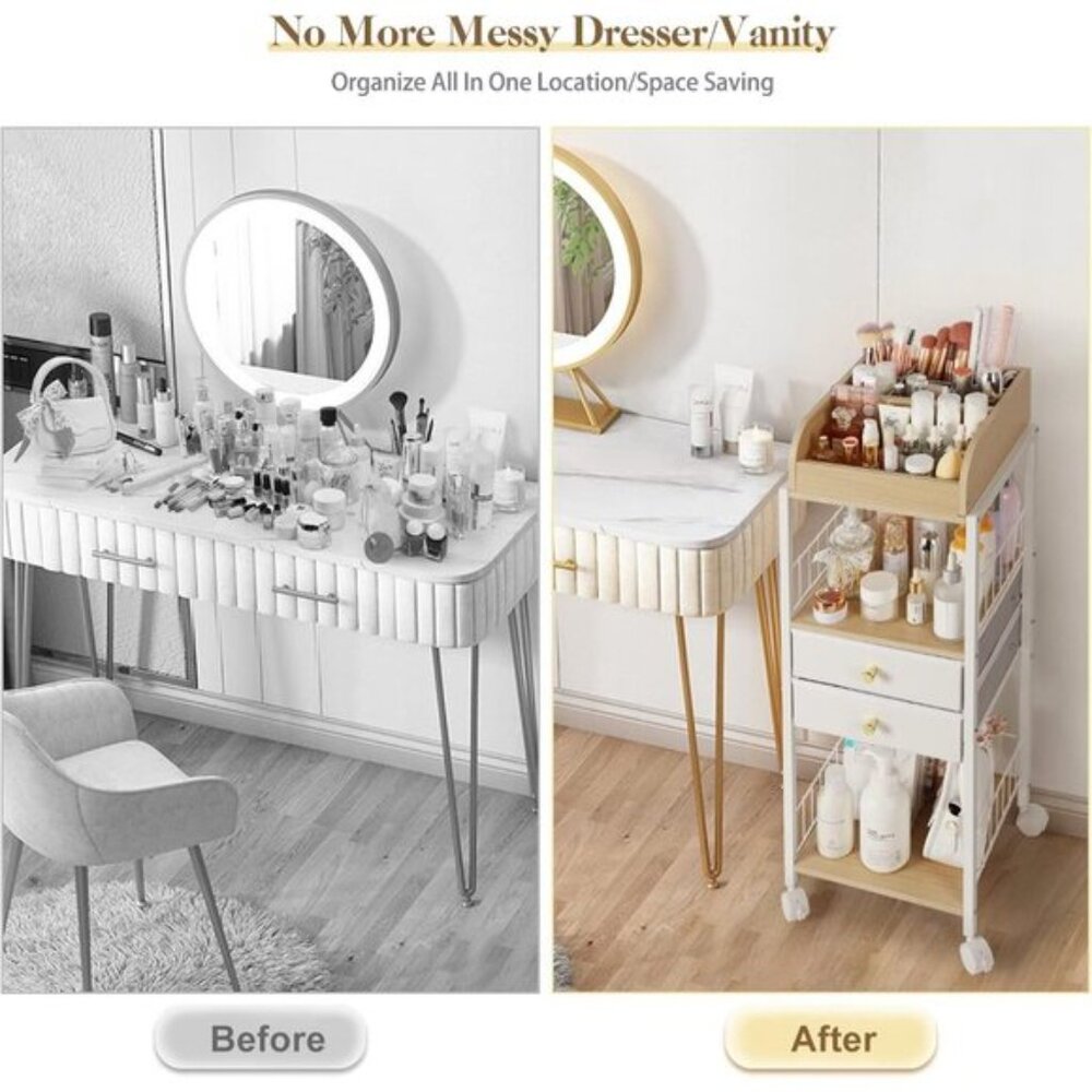 New Floor Makeup Organizer, Skincare Storage with Drawers for Vanity & Perfume - Picture 5 of 9